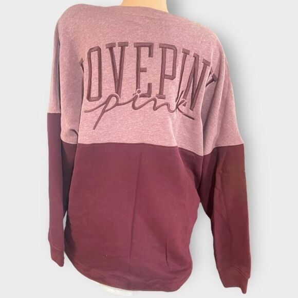 Victoria’s Secret PINK XL Varsity Crew Long Sleeve Pullover Sweater Colorblock - Picture 1 of 5
